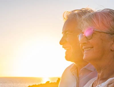 An older couple portrayed as enjoying life and having peace of mind.